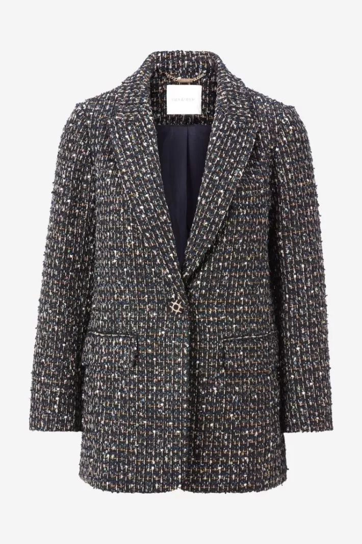 Damen Rich & Royal Bouclé-Blazer Mit Statement-Knopf
