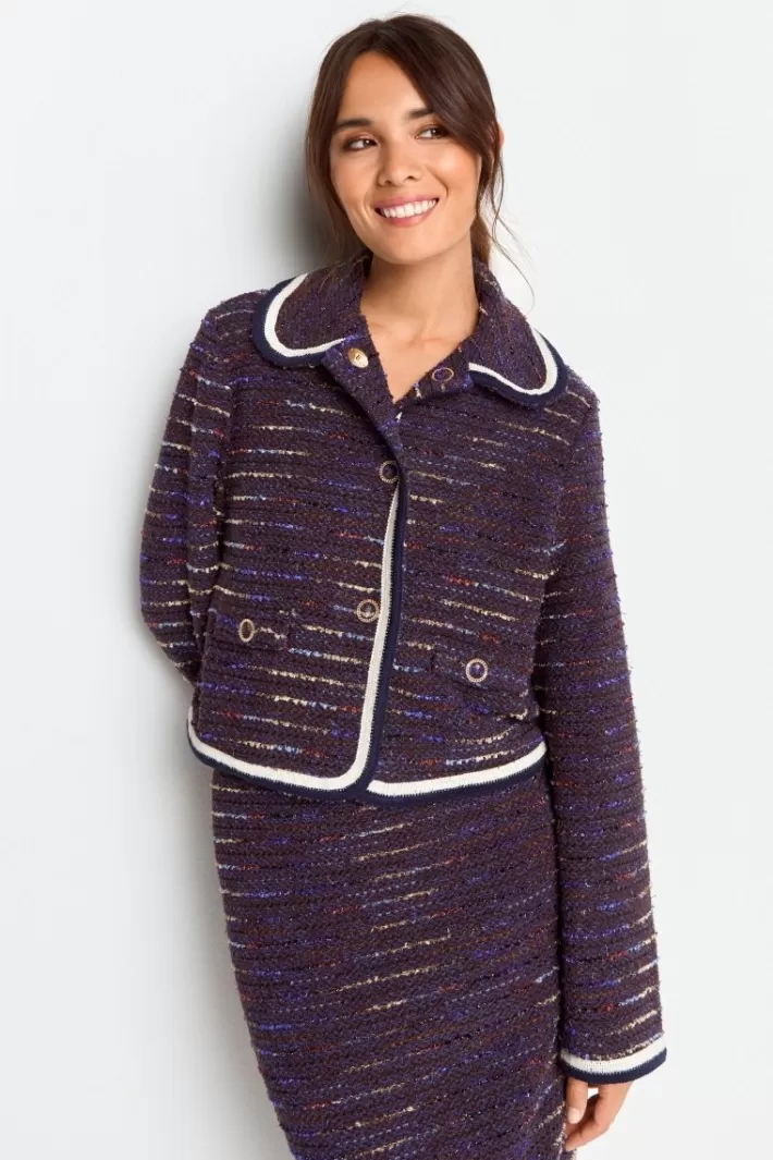 Damen Rich & Royal Bouclé-Jacke Mit Bubikragen