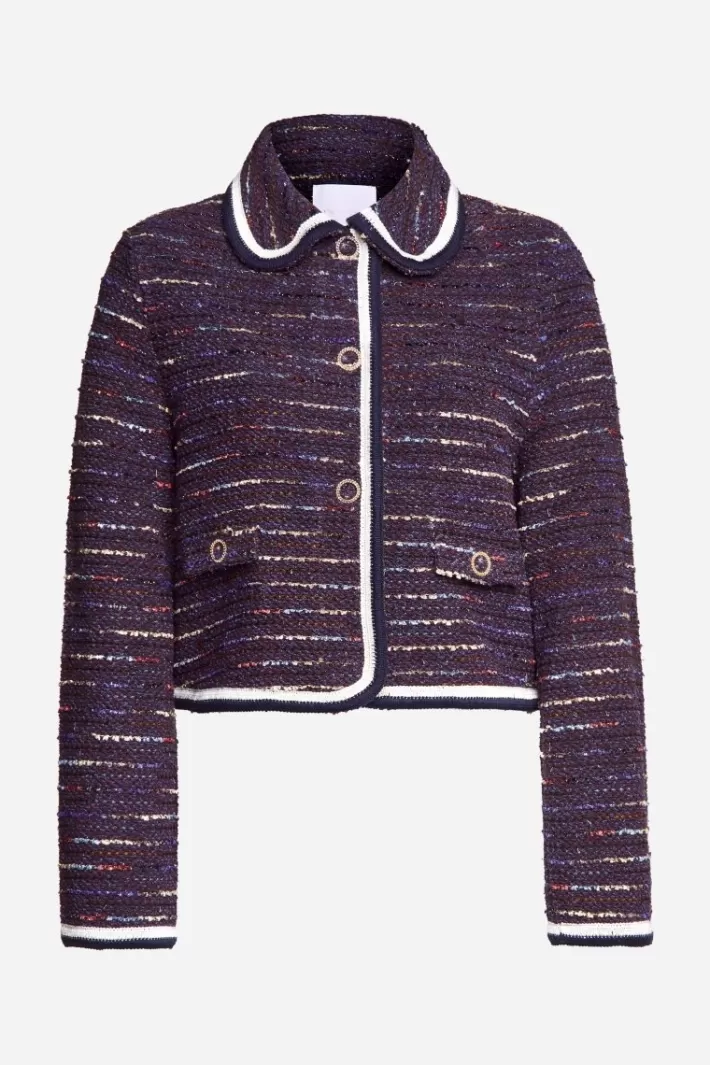 Damen Rich & Royal Bouclé-Jacke Mit Bubikragen