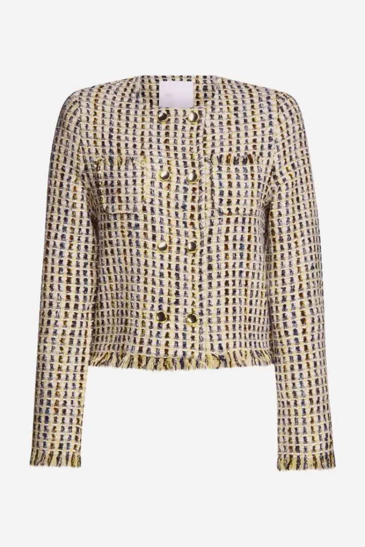 Damen Rich & Royal Bouclé-Jacke Mit Fransen