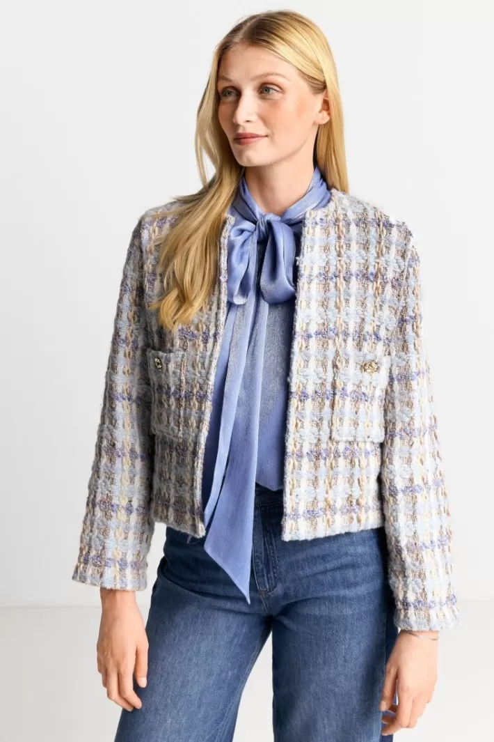 Damen Rich & Royal Bouclé-Jacke Mit Rundhalsausschnitt
