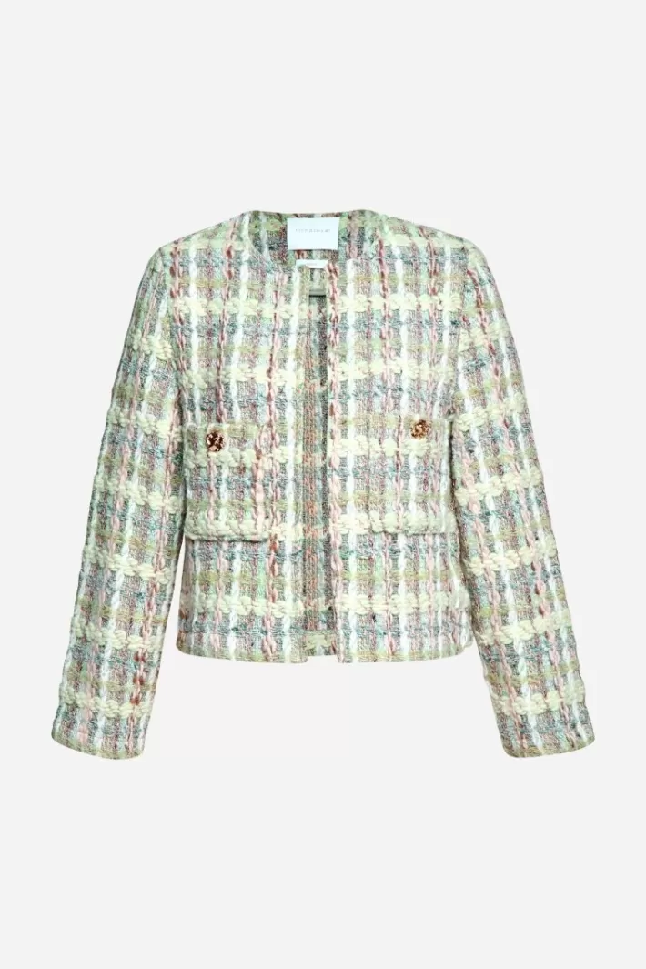 Damen Rich & Royal Bouclé-Jacke Mit Rundhalsausschnitt