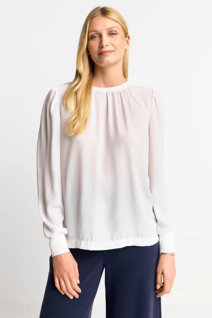 Damen Rich & Royal Chiffonbluse Mit Rundhalsausschnitt