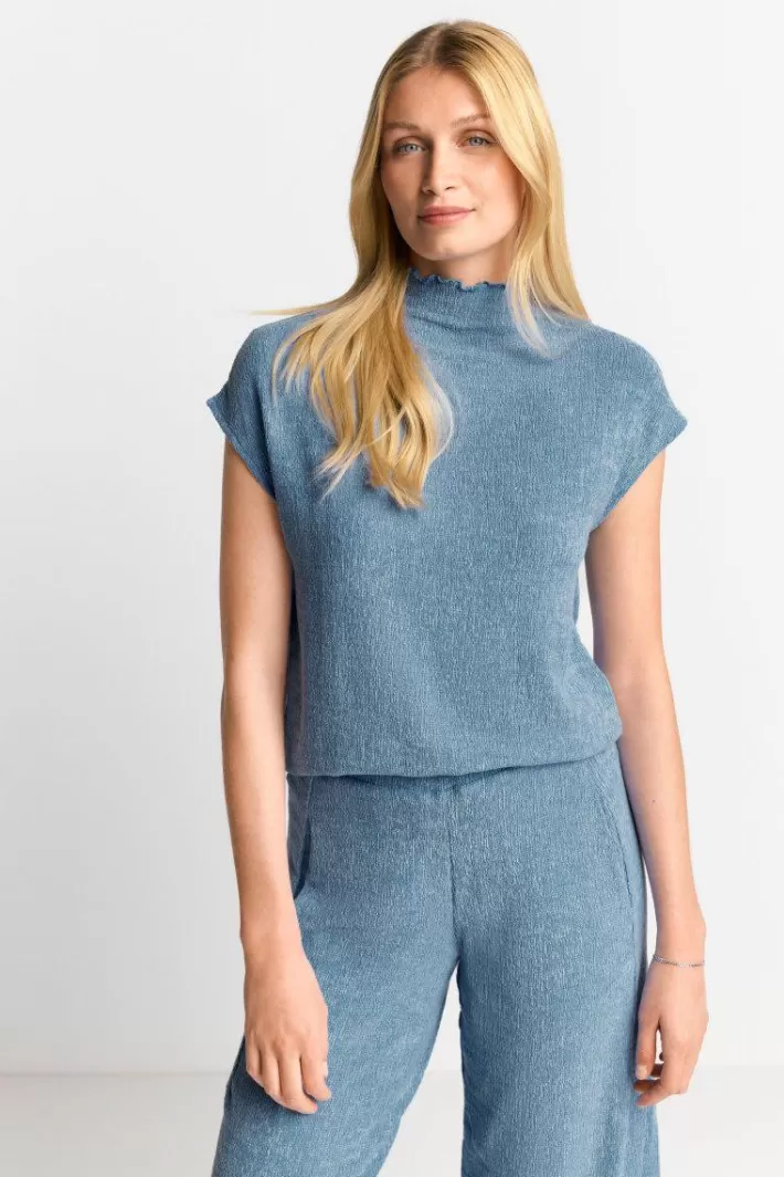 Damen Rich & Royal Figurbetontes Top In Crinkle-Optik