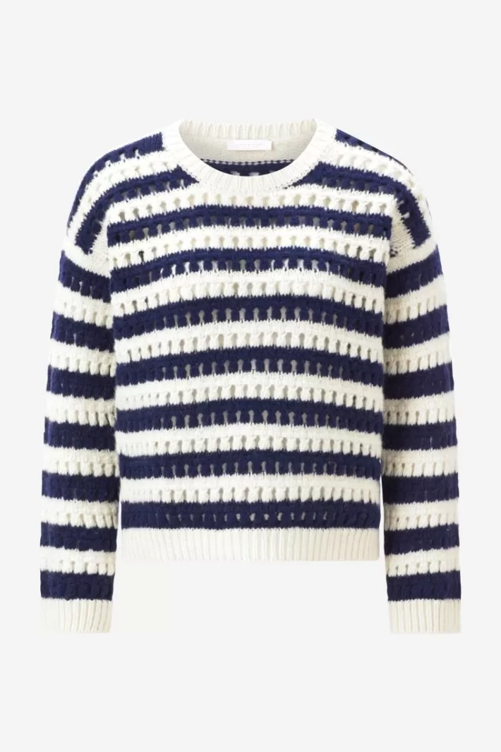 Damen Rich & Royal Gestreifter Lochstrickpullover