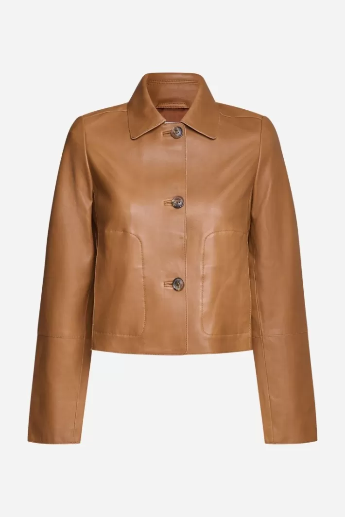Damen Rich & Royal Kurze Lederjacke Mit Kragen