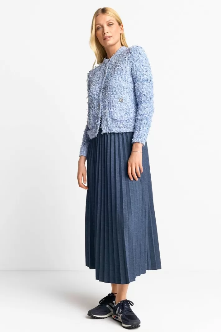 Damen Rich & Royal Plisseerock In Denim-Optik