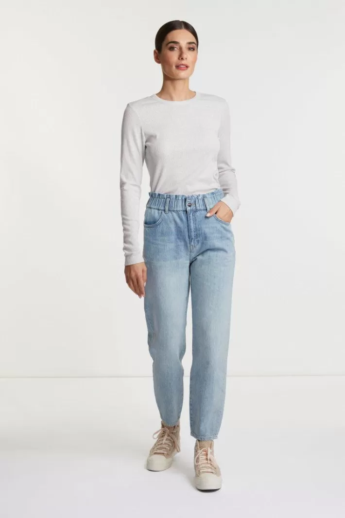 Damen Rich & Royal Rib-Longsleeve Mit Glanzeffekt