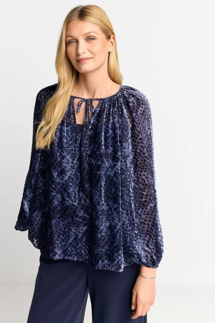 Damen Rich & Royal Samtbluse Mit Ballonärmeln