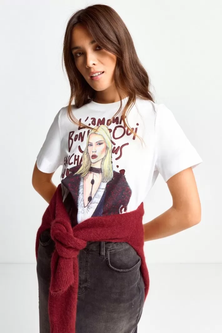 Damen Rich & Royal T-Shirt Mit Fashion-Illustration