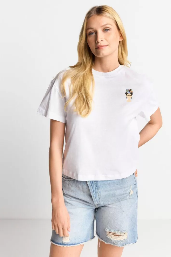 Damen Rich & Royal T-Shirt Mit Frida Kahlo-Applikation