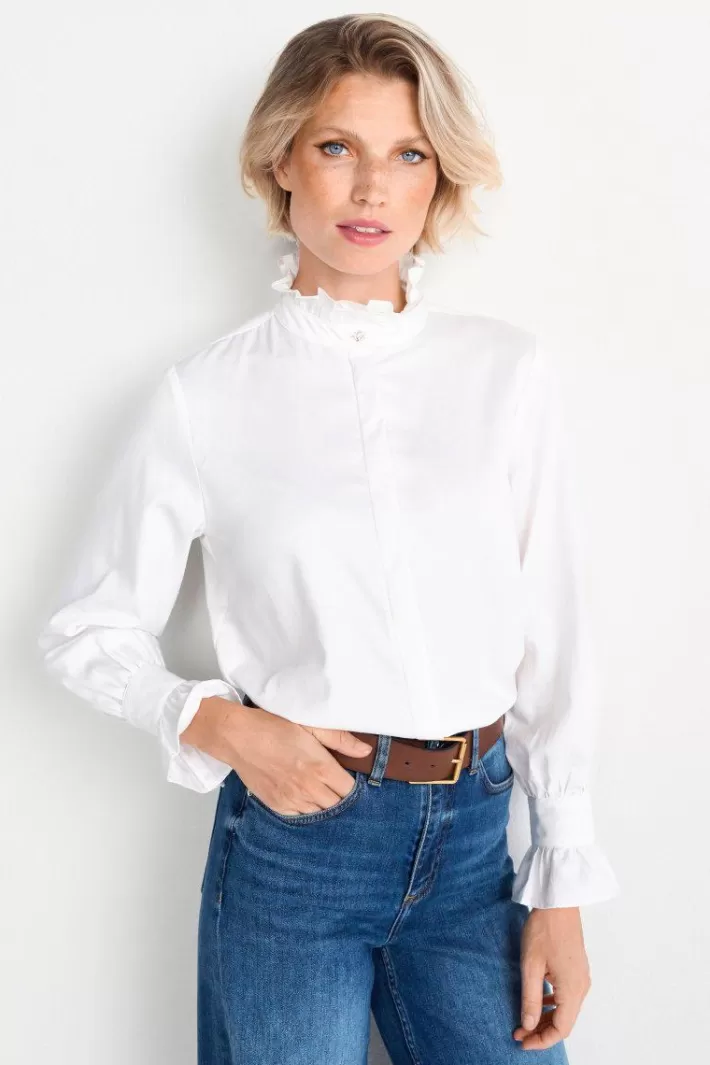 Damen Rich & Royal Weiße Bluse Mit Rüschenkragen