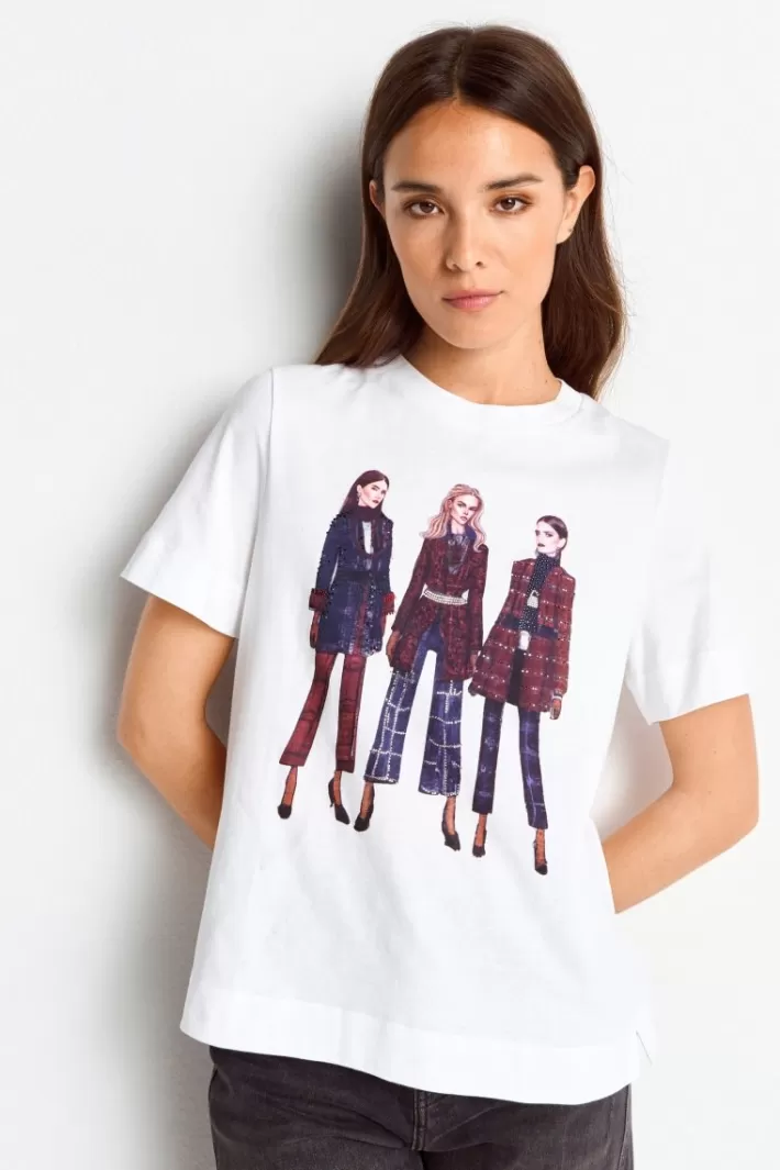 Damen Rich & Royal Weißes T-Shirt Mit Crew-Neck