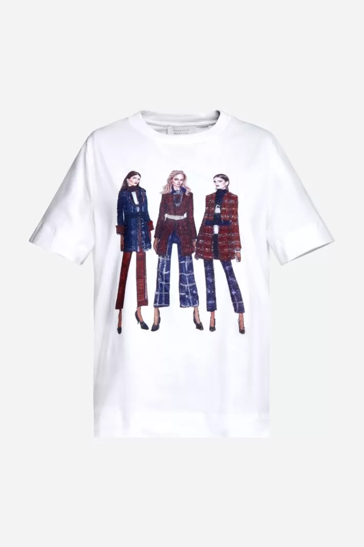 Damen Rich & Royal Weißes T-Shirt Mit Crew-Neck
