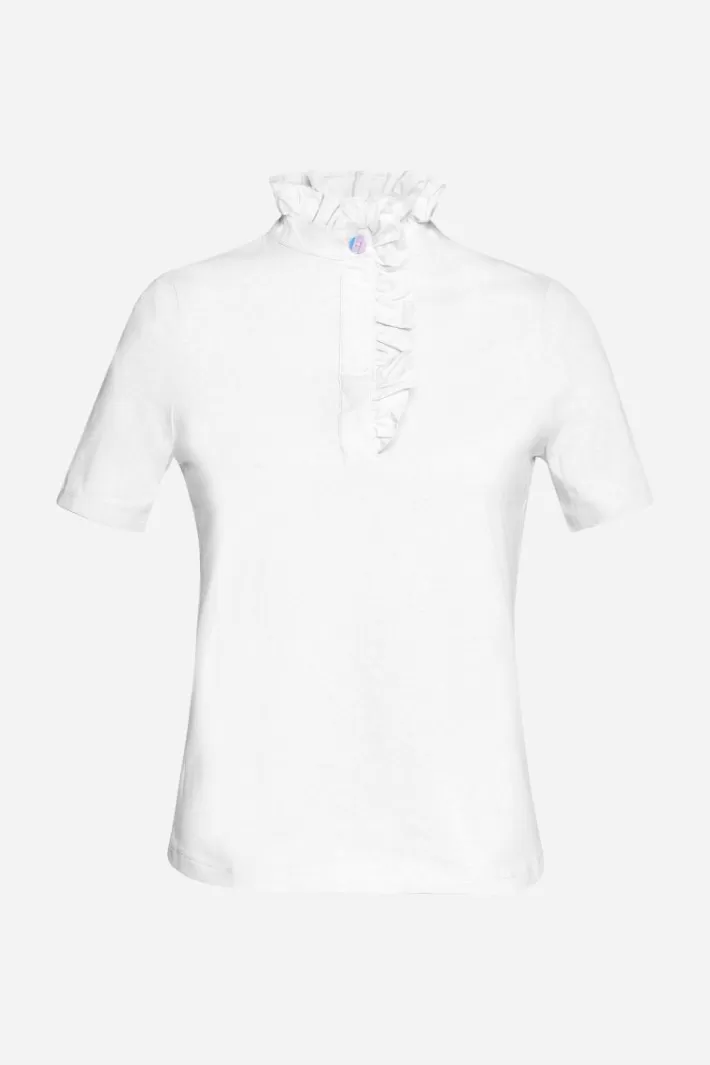 Damen Rich & Royal Weißes T-Shirt Mit Frill-Kragen