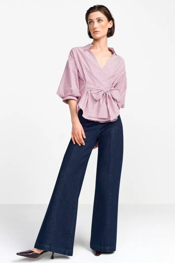 Damen Rich & Royal Wickelbluse Mit V-Neck Und Streifen