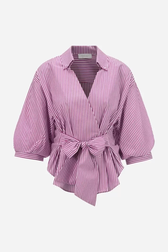 Damen Rich & Royal Wickelbluse Mit V-Neck Und Streifen